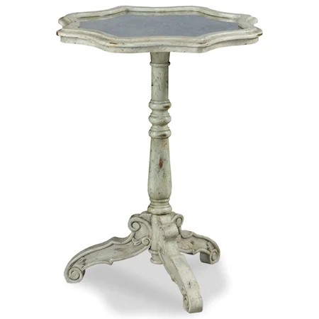 Traditional Accent Table with Acid Etched Mirror Top Inlay